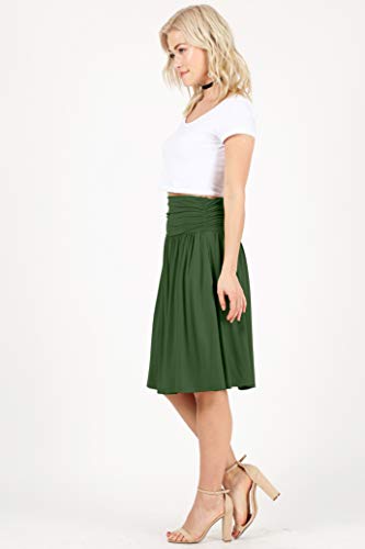 Image of Simlu Skirts for Women Regular and Plus Size Skirt with Pockets Below The Knee Length Ruched Flowy Midi Skirt