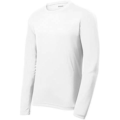 DRIEQUIP Mens Moisture Wicking Mesh Texture Long Sleeve Tee-M-White Cover