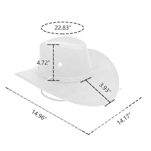 2 Pack Cowboy Hats, Western Cowboy Hat Plain Cowboy Hat with Adjustable Drawstring for Wedding Stage Performance Country Cowboy