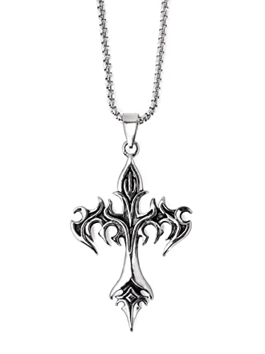Sacina Gothic Cross Necklace, Goth Emo Punk Grunge Necklace, Costume Jewelry, Halloween Christmas Goth Jewelry Gift for Women