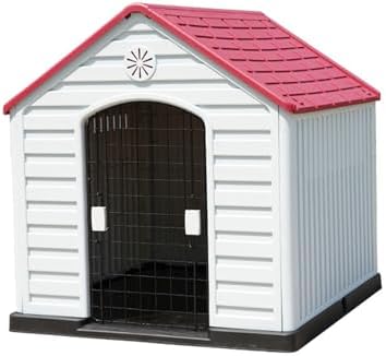 Extra Large Outdoor Dog Kennel 38 Inch - Waterproof Plastic Pet House with Ventilation, Sturdy Crate for Medium & Large Dogs, Ideal Pet Shelter for All Weather