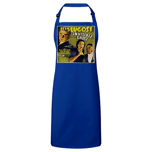 Tablier cuisine bleu vintage avec poster cinéma retro et vieux film