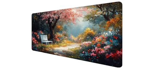 Tapis de souris XXL motif arbre en fleurs pour un espace bureau zen et ordonné