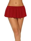 Avidlove Mini Rock Schulmädchen Skirt Damen Kurz Minirock Röcke Frauen Sexy Dessous Solid gefaltet Nachtwäsche Reizvolle (XXL, Rot)
