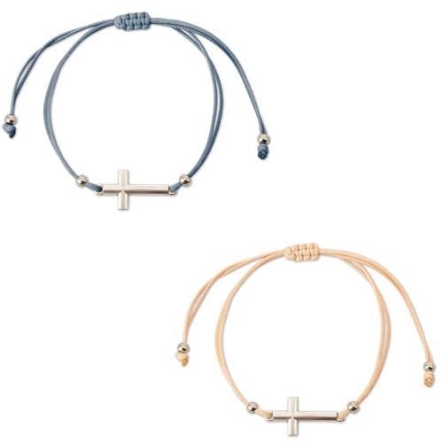 Imagen de Lote 20 pulseras de tela ajustables con cruz de metal