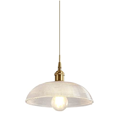 SDUYTDG Élégant Éclairage À La Maison Grille Abat-Jour Suspendu Lumières Dôme en Verre Clair Pendentif Lumières Ferme Lustres Plafond pour Table À Manger Luminaire Salle D'étude Lampe