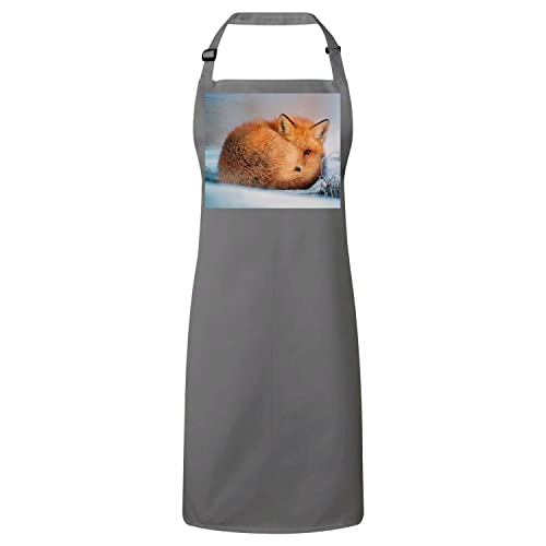 Tablier cuisine gris renard roux idée cadeau animaux mignon