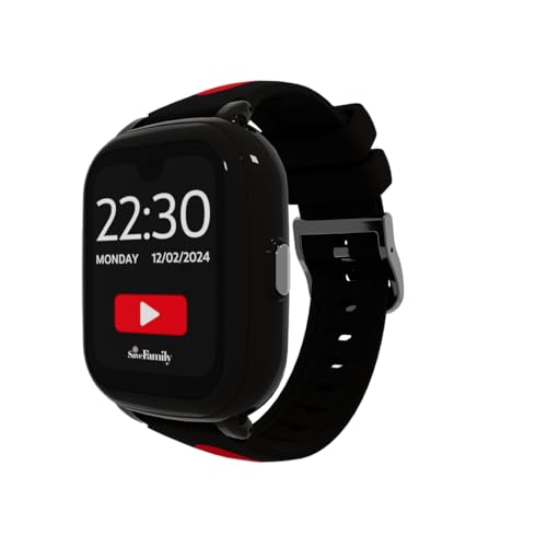 SaveFamily Iconic Plus 2 | Reloj Inteligente Niño con Localizador GPS, Llamada, Vídeo, IA, Botón SOS, Whatsapp, Spotify, Medidor de Temperatura | SIM Incluida - Modelo Streamer