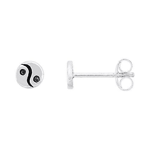 Tiny Sterling Silver Yin yang Stud Earrings 1 4 inch