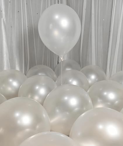Image of 90 Pack White Pearl Balloons 18 inch Pearl White Latex Party Balloon Bulk for Various Party Events Decorations