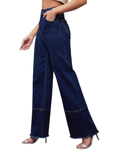 Image of Miss Chase Women's Wide Leg High Rise Regular Stretchable Denim Jeans