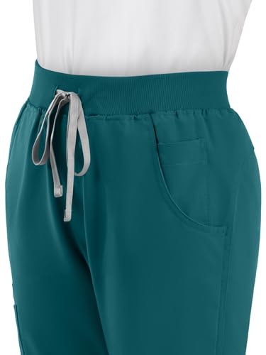 Image of Scrub Pants for Women - Straight Leg Medical Scrub Pants with 6 Pockets - Drawstring Soft Stretch Women Scrub Pant