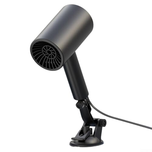 Calentador de coche de 150 W 12 V de calentamiento rápido con flujo de aire ajustable multiángulo y copas de vacío reforzadas dobles para uso en invierno (negro)