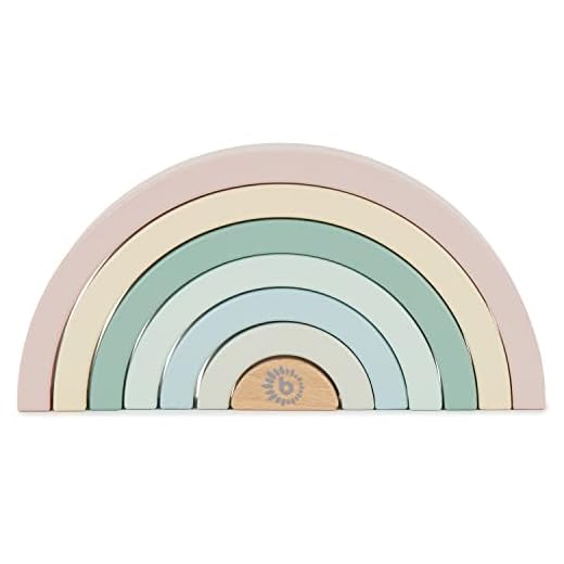Bieco Holz Regenbogen Baby Pastell | Steckspiel | Spielzeug Stapelturm Montessori Holzspielzeug ab 0 Monaten Holzregenbogen Stapel