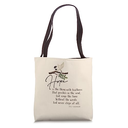 Emily Dickinson Hope is The Thing With Feathers Bird Poetry Tote Bag miniatura 1