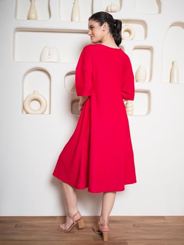 Image of PURVAJA Women's A-line Midi Length Dress (Yuvi-041-045)