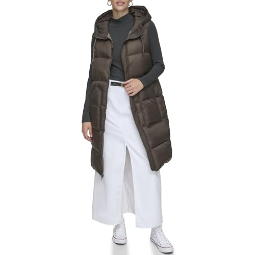 AM/MNY Women's Outerwear Puffer Vest,CHOCOLATE,X-SMALL