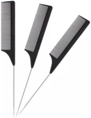 Salon Hairdressing Comb with Stainless Steel Handle (Pack of 3)