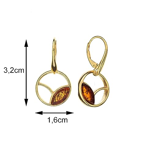 Boucles d'oreilles ambre argent plaqué or anti-allergie et légères - 2