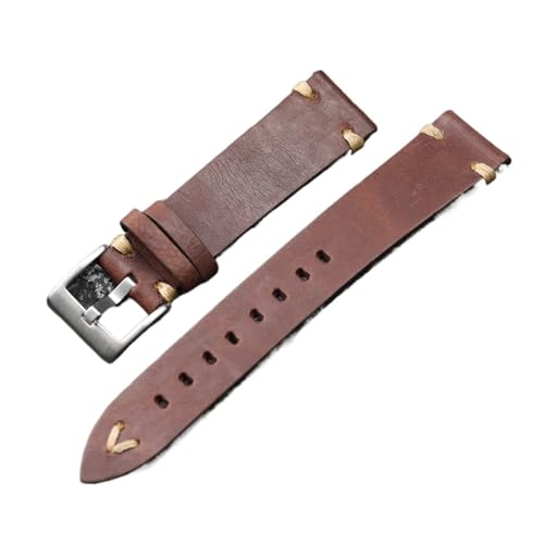 手作りのトップレイヤー牛革ストラップ20MM 22MM、男性用レトロスタイル、機械式時計メンズブレスレットウォッチバンドに適しています(A color,22mm)