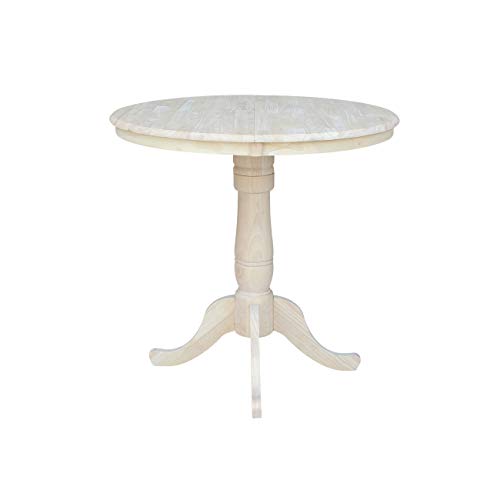 International Concepts 36-Inch Round Extension Counter Height Table With 12-Inch Leaf #TOP6