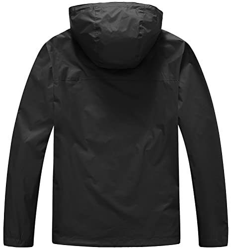 Tbmpoy Men's Lightweight Rain Jackets Waterproof Hooded Running Cycling Hiking Raincoat Outdoor Windbreaker Black Xl #TOP1