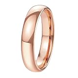 Homxi Anillo para Hombre Mujer para Grabar de Titanio, Redondo Pulido 6MM, Anillo Oro Rosa de Promesa para Hombre Talla 30(70mm)