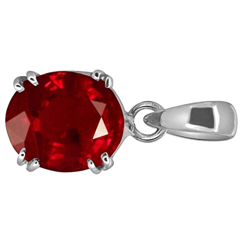 Lmdprajapatis ES-AK-01-SP-2 Natural Ruby Pendant Certfied Necklace 5.55 Carat Precious Oval Shape Stone Pendant Pure 925 Sterling Silver Pendant thumb #1