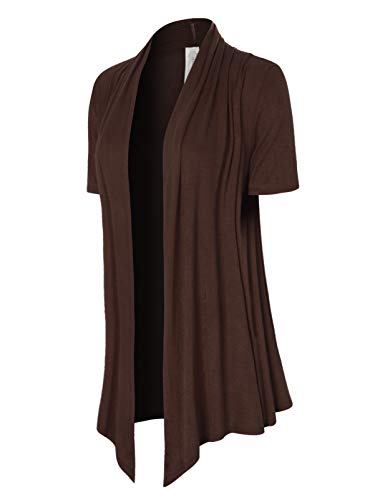 MixMatchy Women's Basic Short Sleeve Draped Open Front Cardigan Lightweight Summer Vest (S-3XL, Made in USA)2
