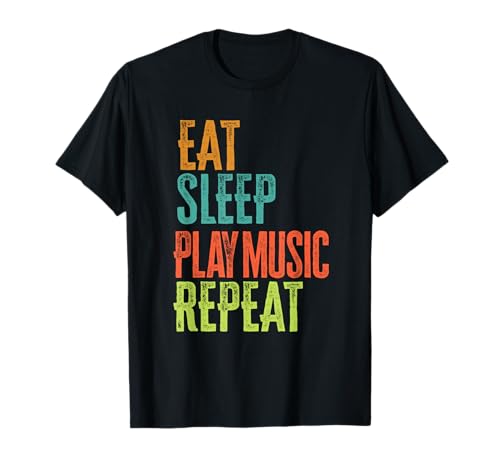 Retro Comer Dormir Tocar Música Repetir Hip Hop Dance Banda Camiseta