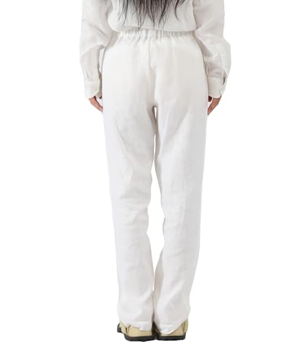 Women's 100% Linen Lounge Pants Lightweight Elastic Waist Casual Pants with Pockets3