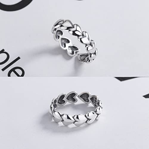 SUDNJIALQ Anéis de empilhamento de coração de personalidade aberta Jóias Abertura de presente Alianç