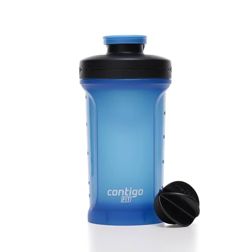 Contigo Shake And Go Fit Shaker Bottle: Ultimate Leak-Proof Fitness Companion 5 Contigo 20 oz. Fit Shake & Go 2.0 Plastic Shaker Bottle - Blue Poppy