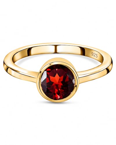 Image of 925 Sterling Silver 18K Gold Plated Birthstone 2 Ct Solitaire Natural Gemstone Ring for Women | Fine Jewelry Gift for Wife, Girlfriend, Sister, Birthday, Anniversary, Rakhi, Rakshabandhan, Valentine's