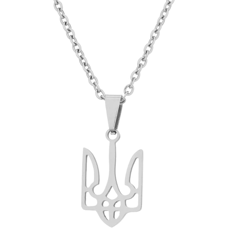 London Craftwork Ukrainian Trident Tryzub Symbol Necklace on Chain Fashion Jewelry Steel Ukraine Men Women