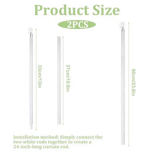24 Inch Blind Wand Replacement, 2 Pcs Detachable Plastic Blind Rod with Hook Blinds Stick Replacement Tilt Wand Replacements Window Wand Replacements Vertical Blinds Parts for Window Shades