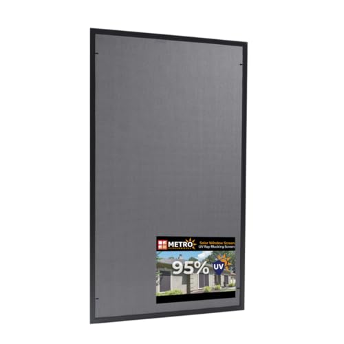 Custom Solar Screens for Windows Exterior 95% Shade - Pre-Framed Solar Window Screen Mesh - Home Improvement for Reduced Glare & Heat - UV Blocker Fabric - Fully-Assembled & Ready to Install