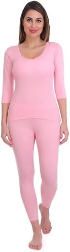 Selfcare Women Solid Cotton Blend Round Neck Dark Grey Thermal Set