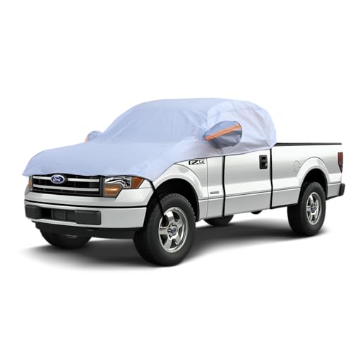 Truck Car Cover Top for Crew Cab Pickup, Half Cover Sunproof Waterproof Windproof Protector for Extended Cab Trucks
