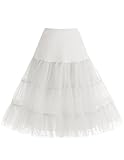 Bbonlinedress Tulle Skirt Women's Mini Tulle Underskirt for 50s Dress Fluffy Vintage Petticoat Crinoline Ivory S