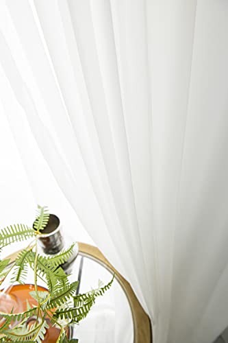Orgbluo Semi Window White Sheer Curtains 84 Inches Long 2 Panels Sheer White Curtains Clear Curtains Basic Rod Pocket Panel For Bedroom Children Living Room Kitchen Yard Total 11 Colors 13 Sizes #TOP1