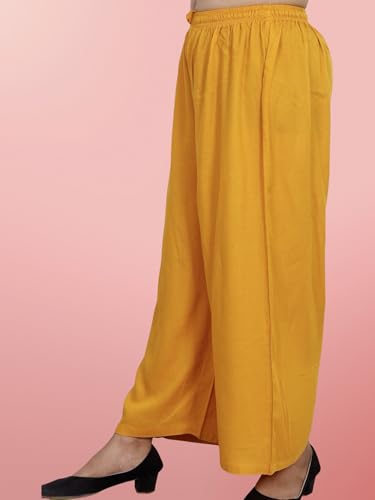 Image of Women's Solid Rayon Palazzo Pants Regular Palazo