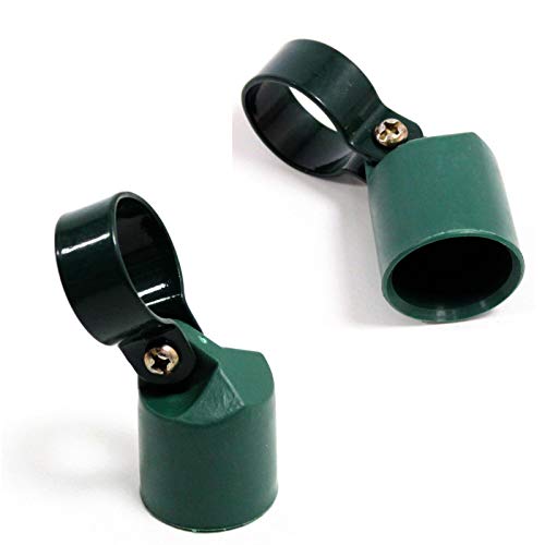 ESTEXO Strebenkappe Zaunstrebenkappe 2er Set mit Metallschelle für Ø 34 mm Zaunpfosten Zaun Drahtzaun Grün