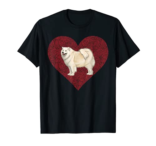 Samoyed Valentines Day Dog Love Fingerprint T-Shirt, Black