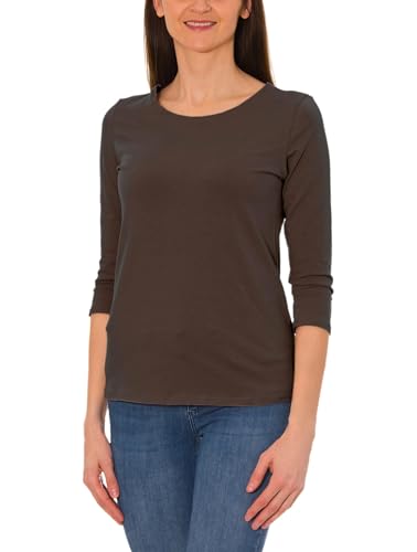 Alkato Damen Shirt 3/4 Arm mit Rundhals, Farbe: Braun, Größe: S