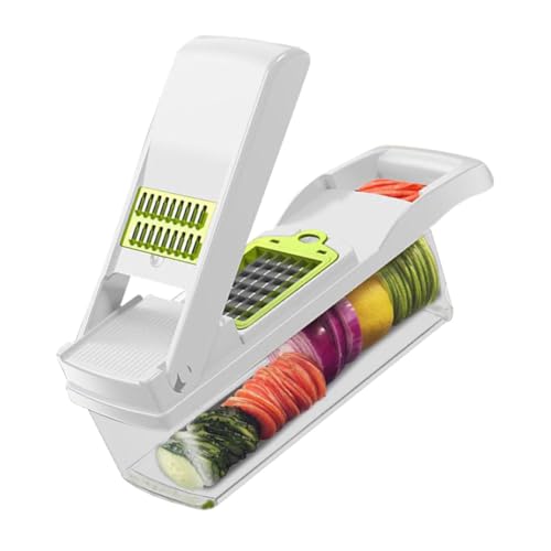 QUMIIRITY 多機能野菜カッター 千切り器 大根おろし器 せん切り じゃがいもスライサー 滑り止めハンドル付き 家用キッチンツール ホワイト