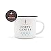 Journo Happy Camper Enamel Camping Mug - White, 10 Ounce (295 ml), Eco-Friendly Camp Mugs Perfect For Hot Morning Coffee Or Cool Campfire Whiskey. (Two Unique Styles To Choose From Travel Gear.) …