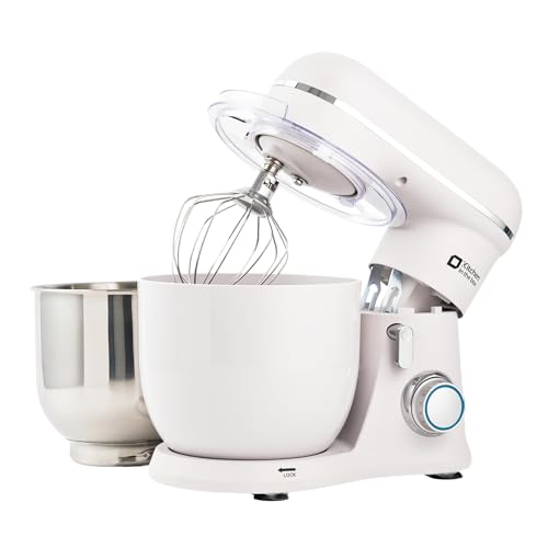 Kitchen in the Box Stand Mixer, 3.5QT Two Bowls Small Kitchen Electric Mixer, 10-Speed Portable Lightweight with Matte Finish, Egg Whisk, Dough Hook, Beater (Frost White, 3.5QT)