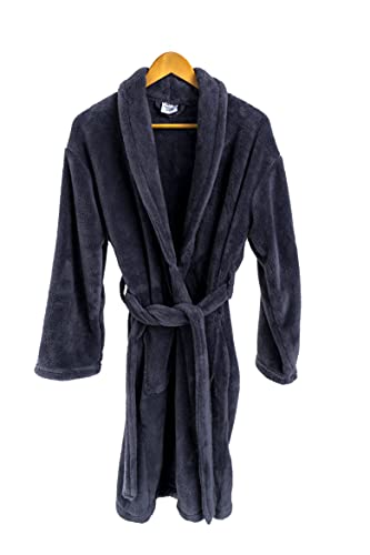Bc Bare Cotton Kids Microfiber Fleece Shawl Robe - Girls - Grey - Large #TOP4