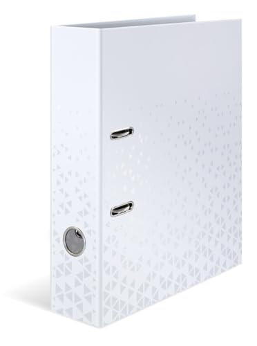 HERMA Ordner A4 Farbe Weiß, 7 cm breit, Kinder Ringordner mit Muster, einfarbiger Aktenordner mit glänzender Veredelung und Innendruck für Jungen und Mädchen